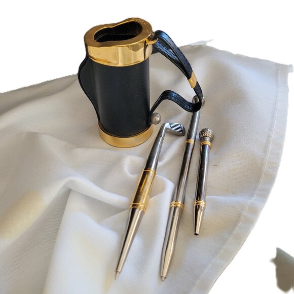 Things Remembered Golf Bag Pen/Pencil Holder with Gold Colored Rim - Picture 6 of 8